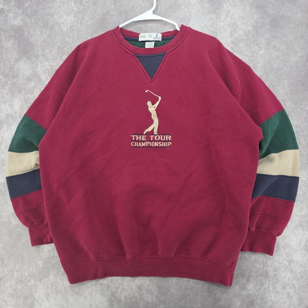 Vintage Izod Club The Tour Championship Sweatshirt‎ Men's XL Burgundy Golf 90s